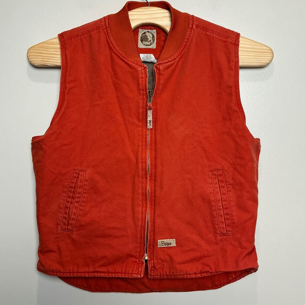 Berne Canvas Vest Regular Cotton Women's XL Orange Solid Sherpa Lined Work